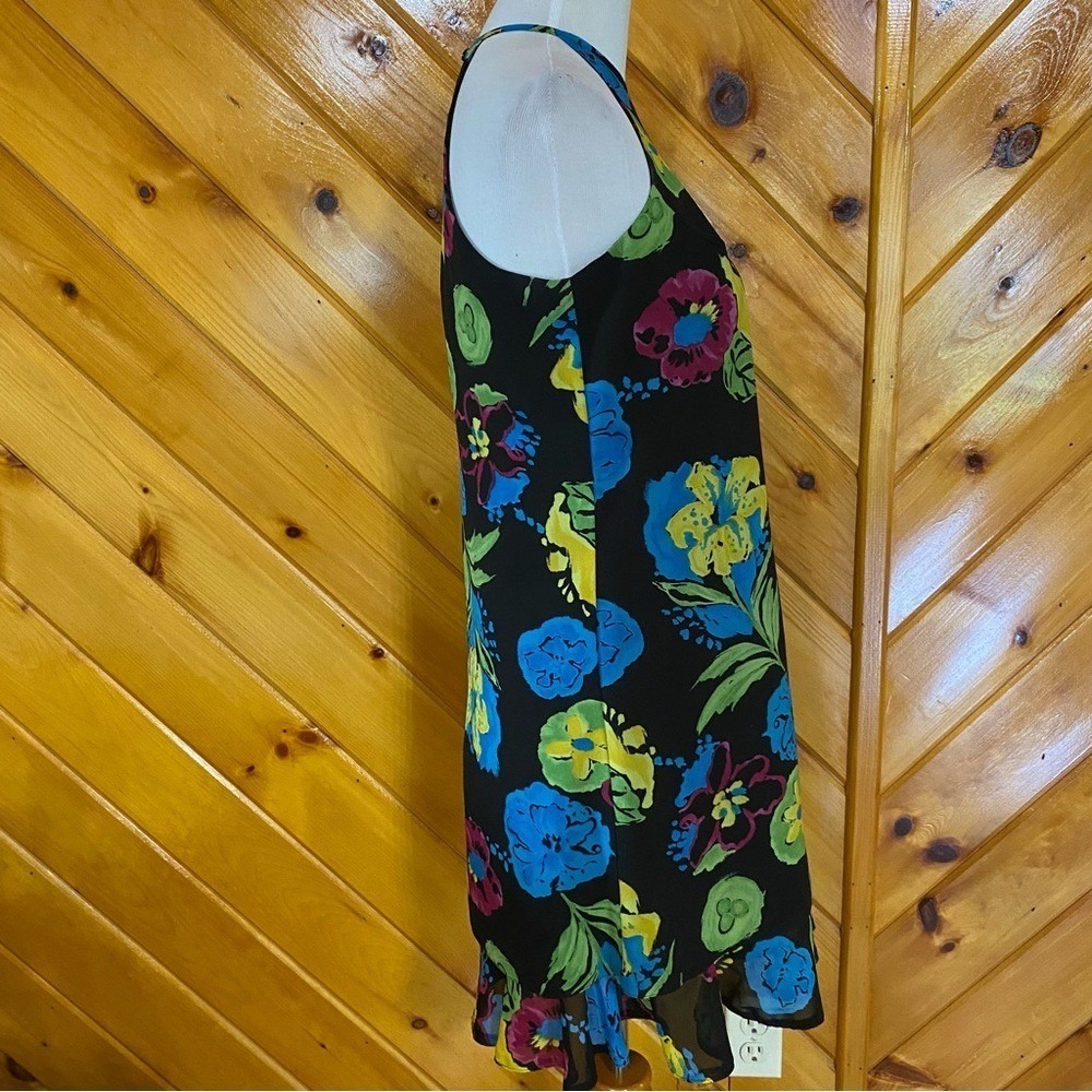 Jack Mulqueen Vintage 90s Floral Halter Neck Dress Flower Print 10 - Picture 4 of 7